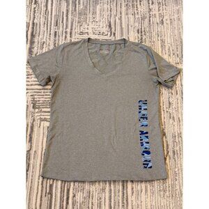 Under Armour women's medium (semi-fitted) gray/blue V-neck t-shirt